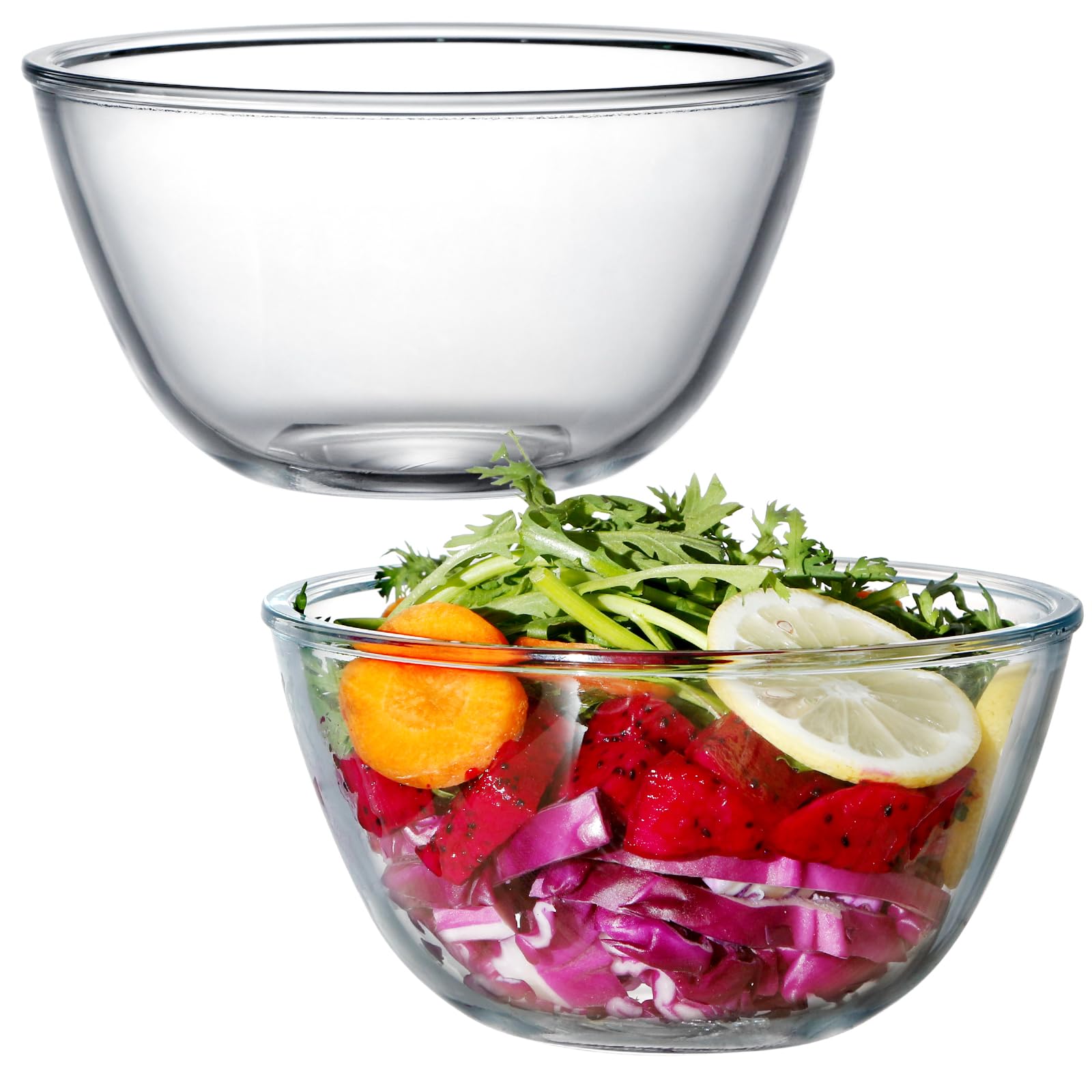 NUTRIUPS 2 Piece Glass Mixing Bowl Set Glass Salad Bowl Set, Bowls for Kitchen (1L 15.5cm)