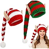Knitted Elf Hats and Ears Warm Winter Knitted Crochet Beanie Long Christmas Santa Hat Elf Costume Accessories for Party