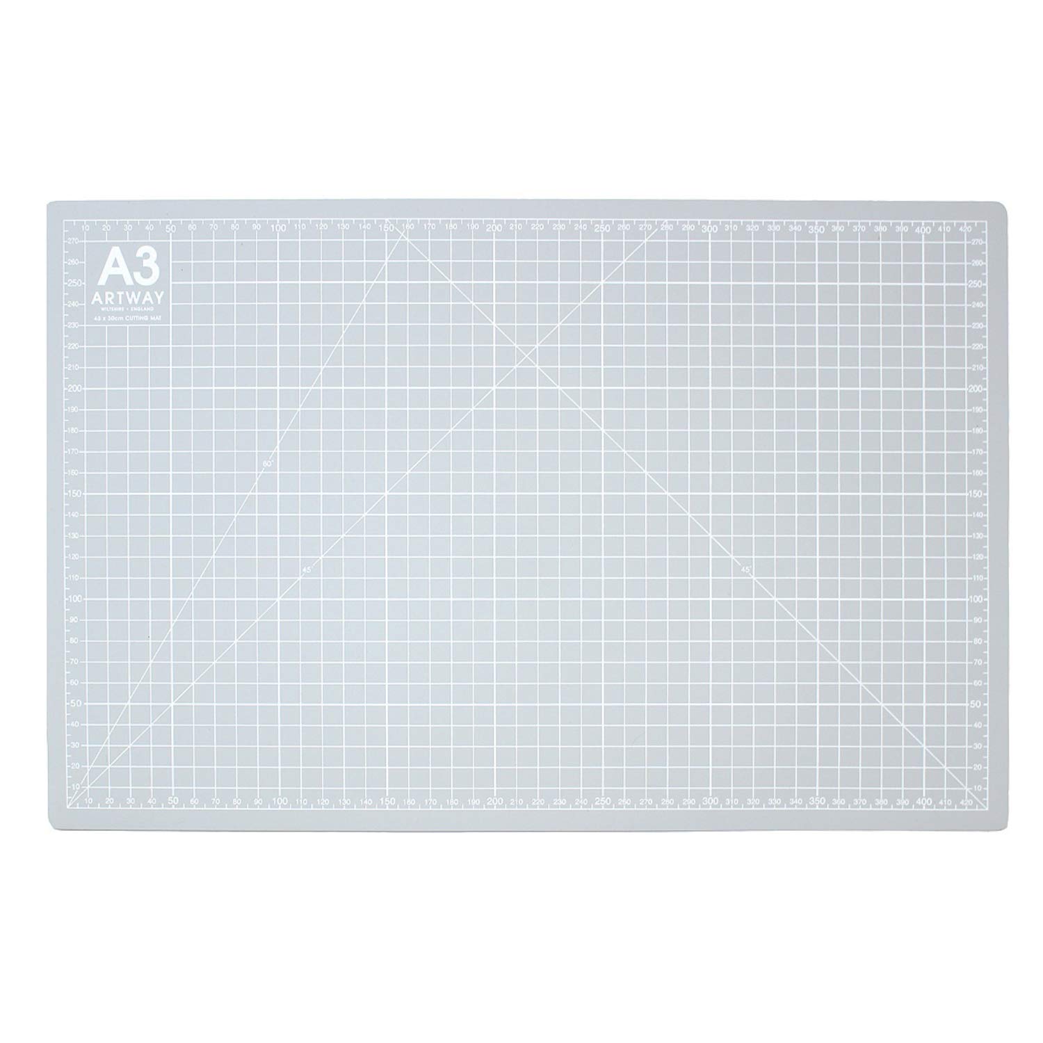 Artway A3 Cutting Mat – Self Healing – Double Sided - Grid Markings in Centimetres/Inches, Grey