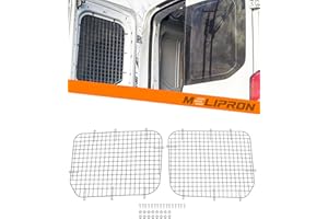 MELIPRON Rear Window Safety Screens Fit for 2015-2024 Ford Transit Medium Roof High Roof Van Metal Security Screen 2PCS Black