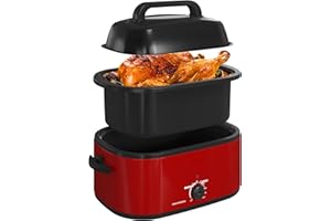 RoyalCraft 26-Quart Electric Roaster Oven with Visible Self-Basting Lid, Turkey Roaster Oven with Removable Pan and Rack, Per