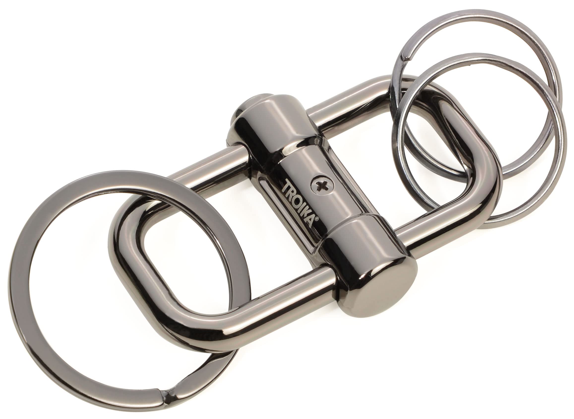 Troika 2-Way KR22-09/GM Key Ring with Three Key Rings Two Sizes Cast Metal Silver, Gunmetal Grey, 3 Schlüsselringe, Keyring