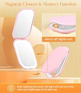 Gospire Lighted Travel Makeup Mirror 1X 3X Magnification Pink view 6