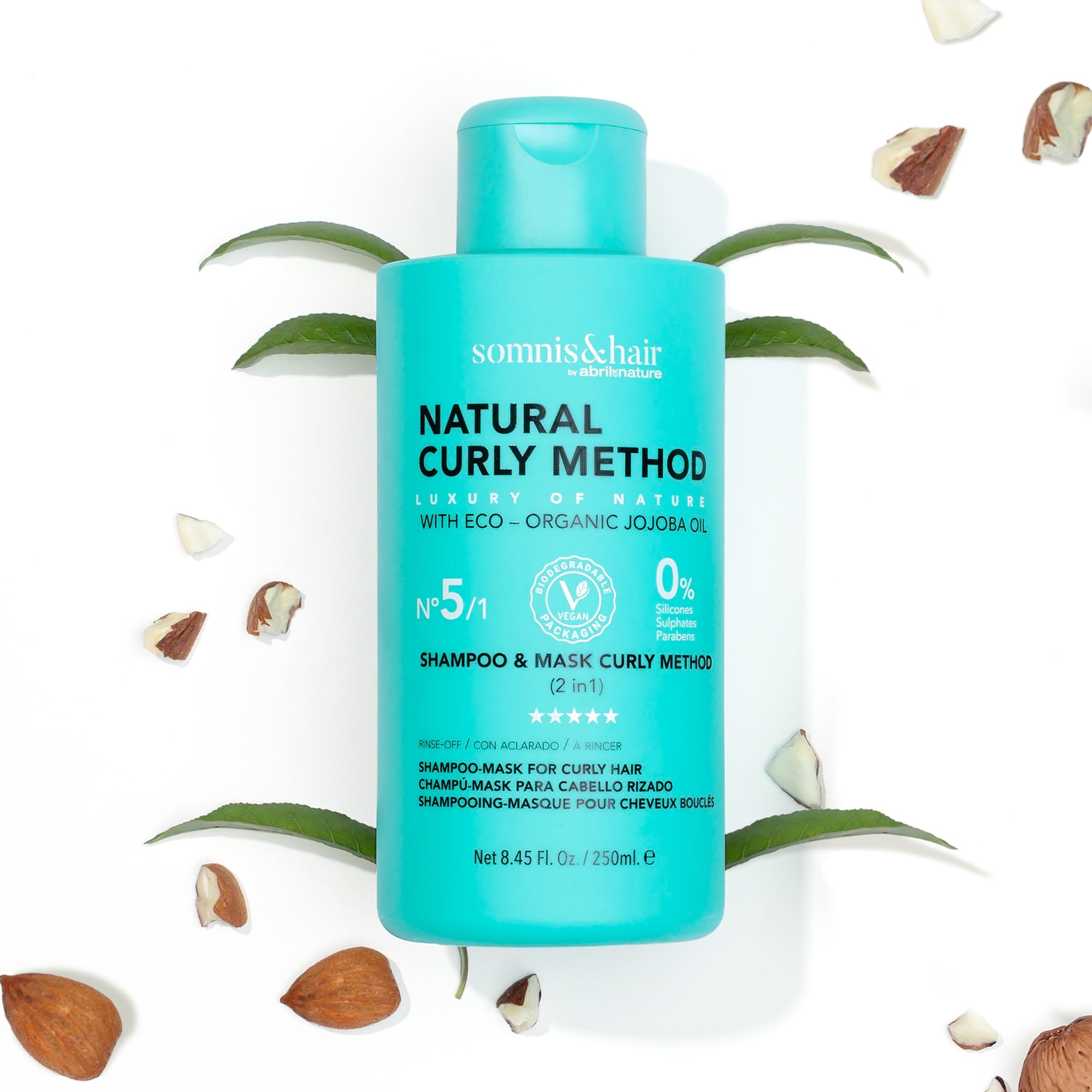 somnis&hair - 2 in 1 Shampoo and Mask Curly Method for Curls and Waves - Definition, Hydration, and Anti-frizz - Sulfate, Paraben, and Silicone-Free - Vegan - 250 ml