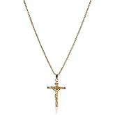 Jesus Crucifix Cross Pendant Necklace Stainless Steel/18K Gold Cross Necklace for Men