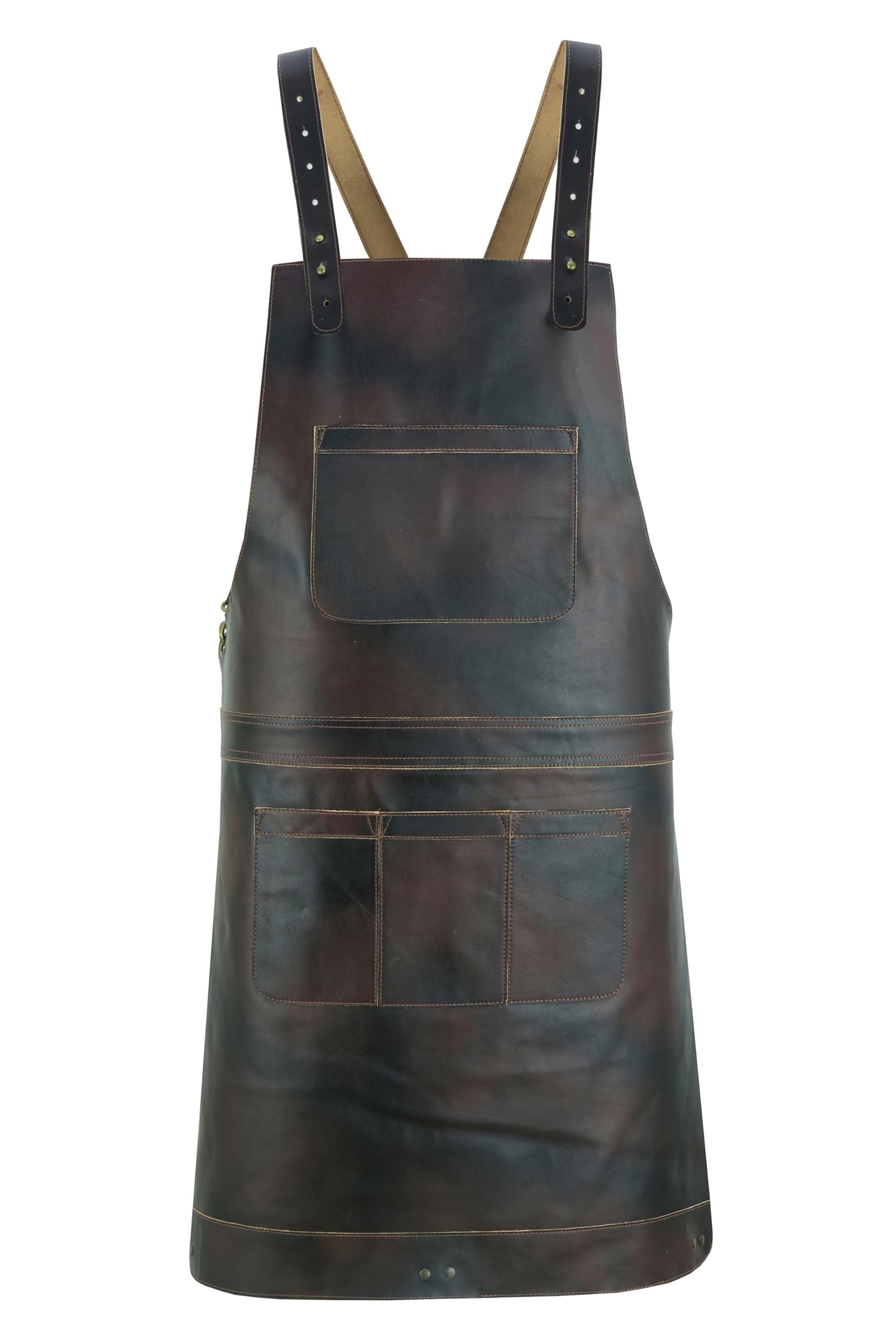 Leathershire Dark Brown Full Grain Leather Apron Butcher -Cook -BBQ -Cooking - Wood work - Cheff - BBq Grill Gift (Dark Brown 2)
