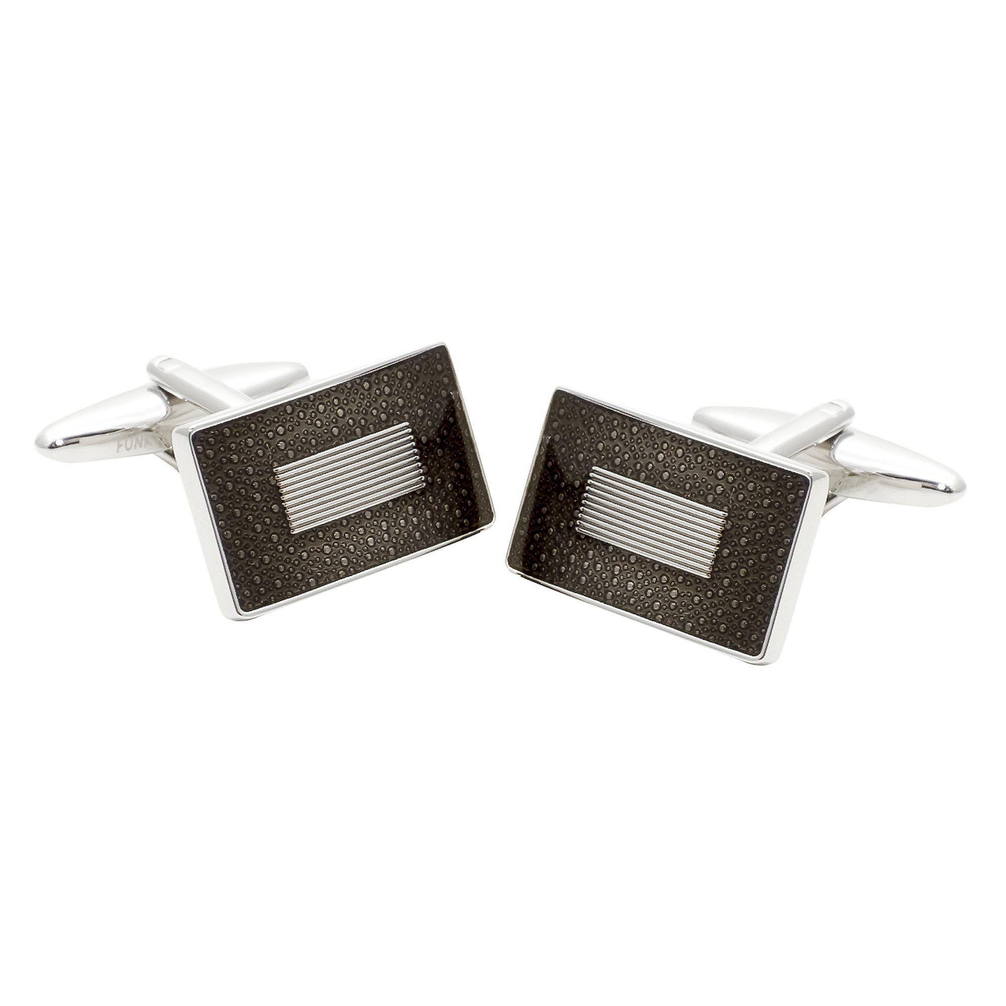 Rectangular Cufflinks with Transparent Black Fill with Small Dots Details