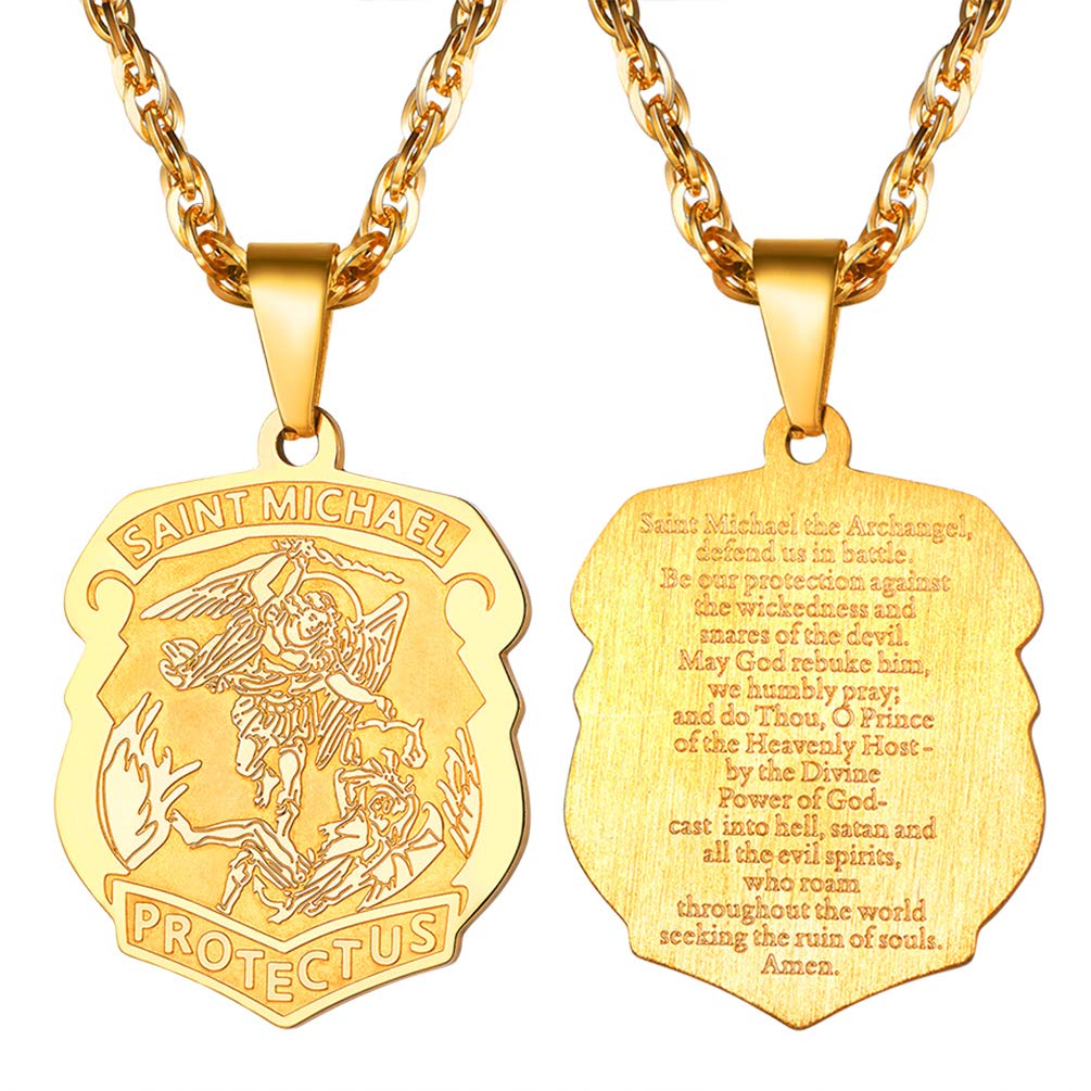 PROSTEEL St Michael Pendant Saint Michael Necklace The Archangel Shell Necklace Faith Jewelry Men Women Birthday Gold โ image 1