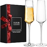 ELIXIR GLASSWARE Classy Champagne Flutes (Classic, 8oz, 2 count)