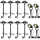 SUNVIE LED Low Voltage Landscape Lighting 12V Landscape Lighting Kit with Connectors, Low Voltage Pathway Lights with Spotlights Aluminum Pathway Lights Wired Waterproof for Patio Yard Garden, 12 Pack