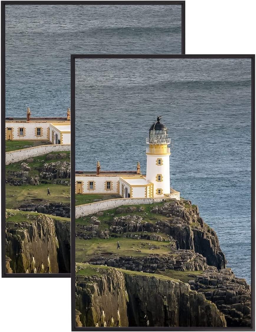 Photo 1 of 24x32 Aluminum Frame,2 Pack? Plexiglass? Thin Edge Picture Frame?Black Poster Frame ?Wall Mounted Hang, Vertically and Horizontally