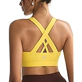 RUNNING GIRL Sports Bras for Women,Padded Strappy Sports Bras Criss-Cross Back Medium Support Sports Bras with Removable Cups