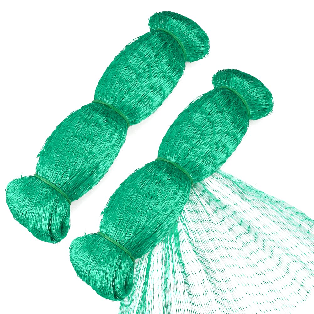 KINGLAKE 2Pcs 4x10m Green Garden Netting Green, Bird Netting Pond Plant Netting for Protecting Fruit Tree Vegetable Flowers Crops Strawberry Pea and Bean, 15x15mm Holes