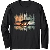 Bear Forest Nature Wildlife Outdoor Bear Lovers Long Sleeve T-Shirt