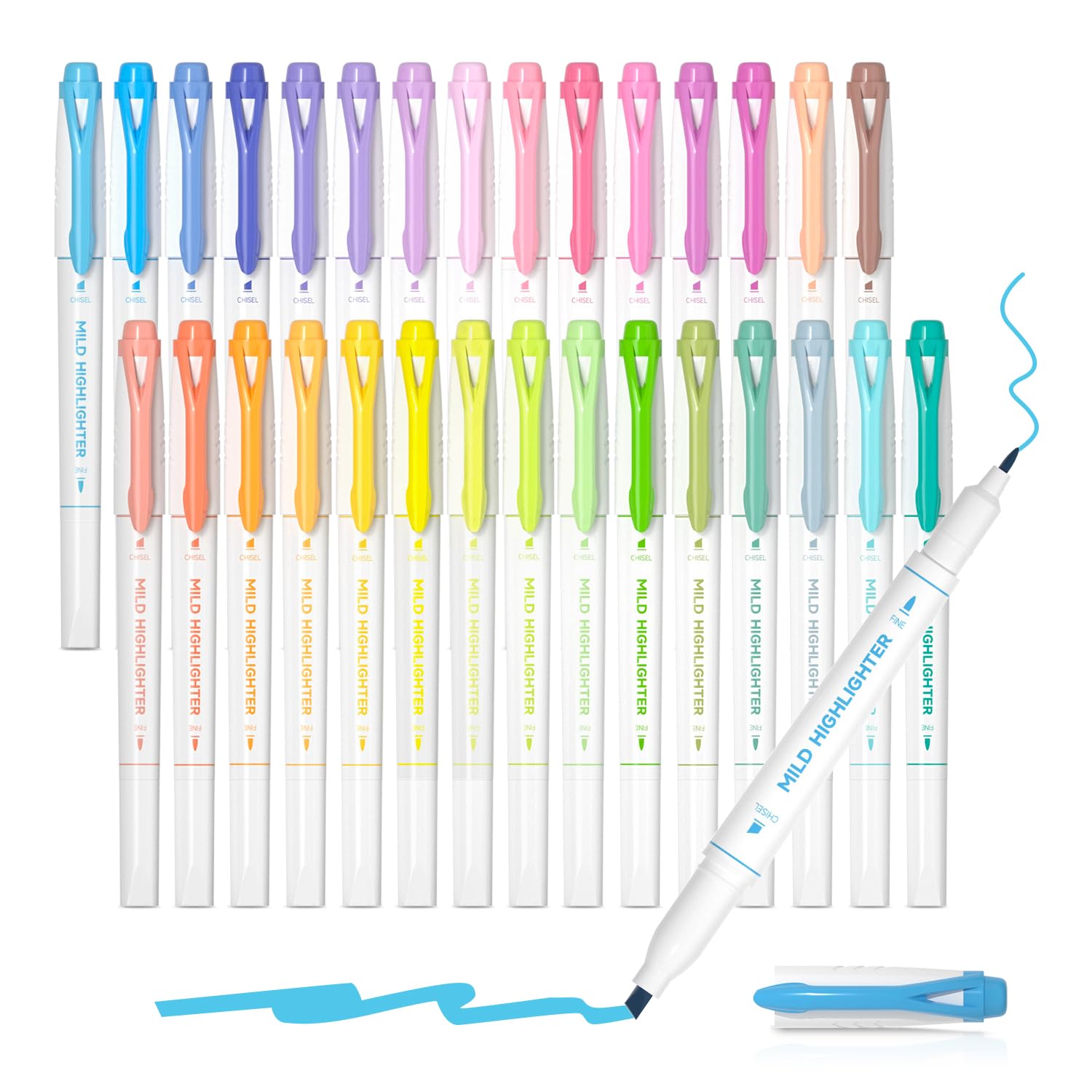 Shuttle Art Pastel Highlighters, 30 Colours Dual Tip Highlighters, Highlighter Markers Assorted Colours, Perfect for Colouring, Underlining, Highlighting, Journaling in School Office Home