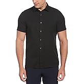 Perry Ellis Mens Total Stretch Slim Fit Solid Short Sleeve Button-Down Shirt