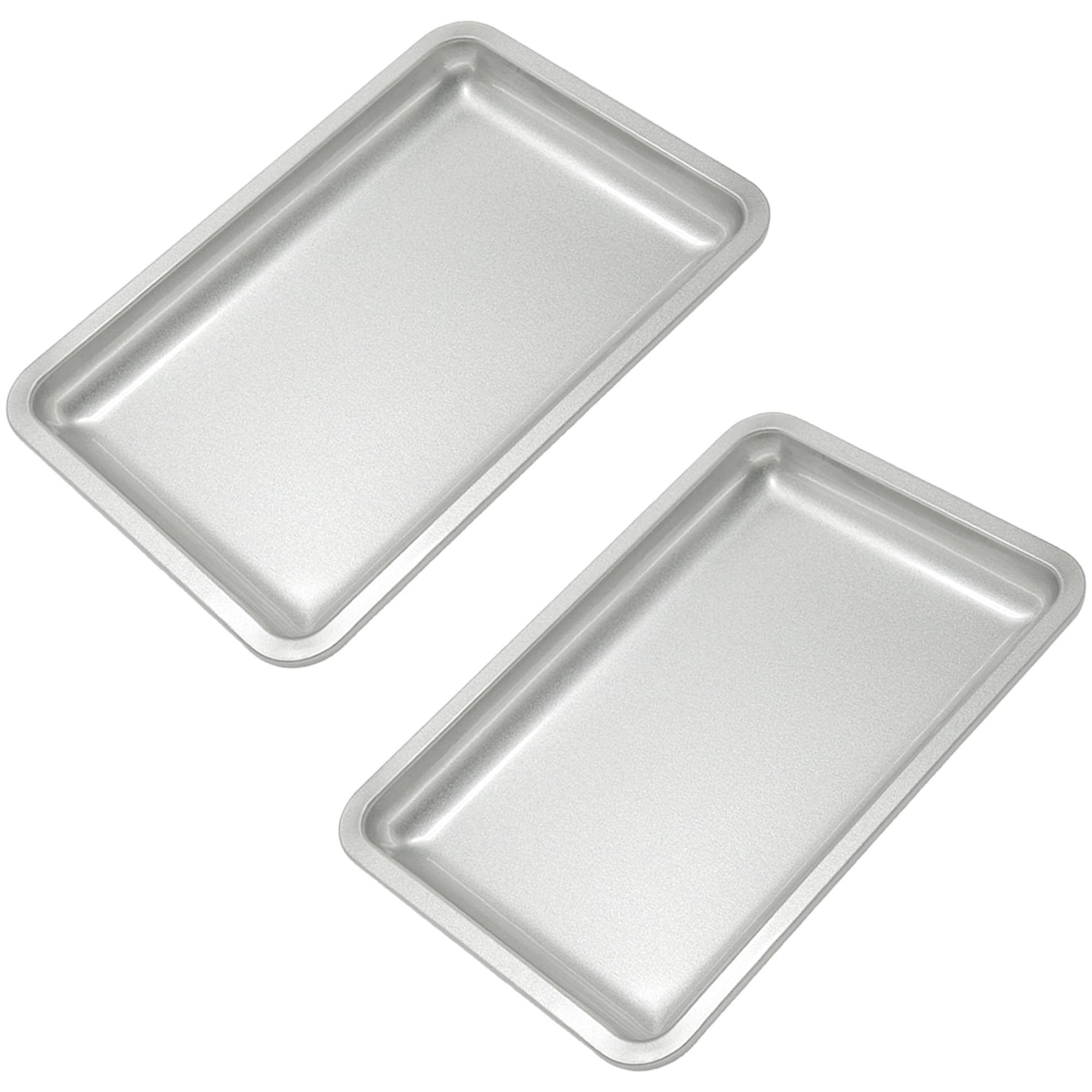 2 PCS Stainless Steel Square Trays,Trinket Serving Trays (Silver)