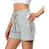 Ksmien Women's Knit Cotton Bermuda Shorts with Deep Pockets for Women Lounge Walking Running Athletic
