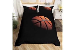 Basketball Duvet Cover Set,Kids 3D Sports Game Bedding Set Queen Size,3D Basketball Print Comforter Cover for Teen Boys Girls