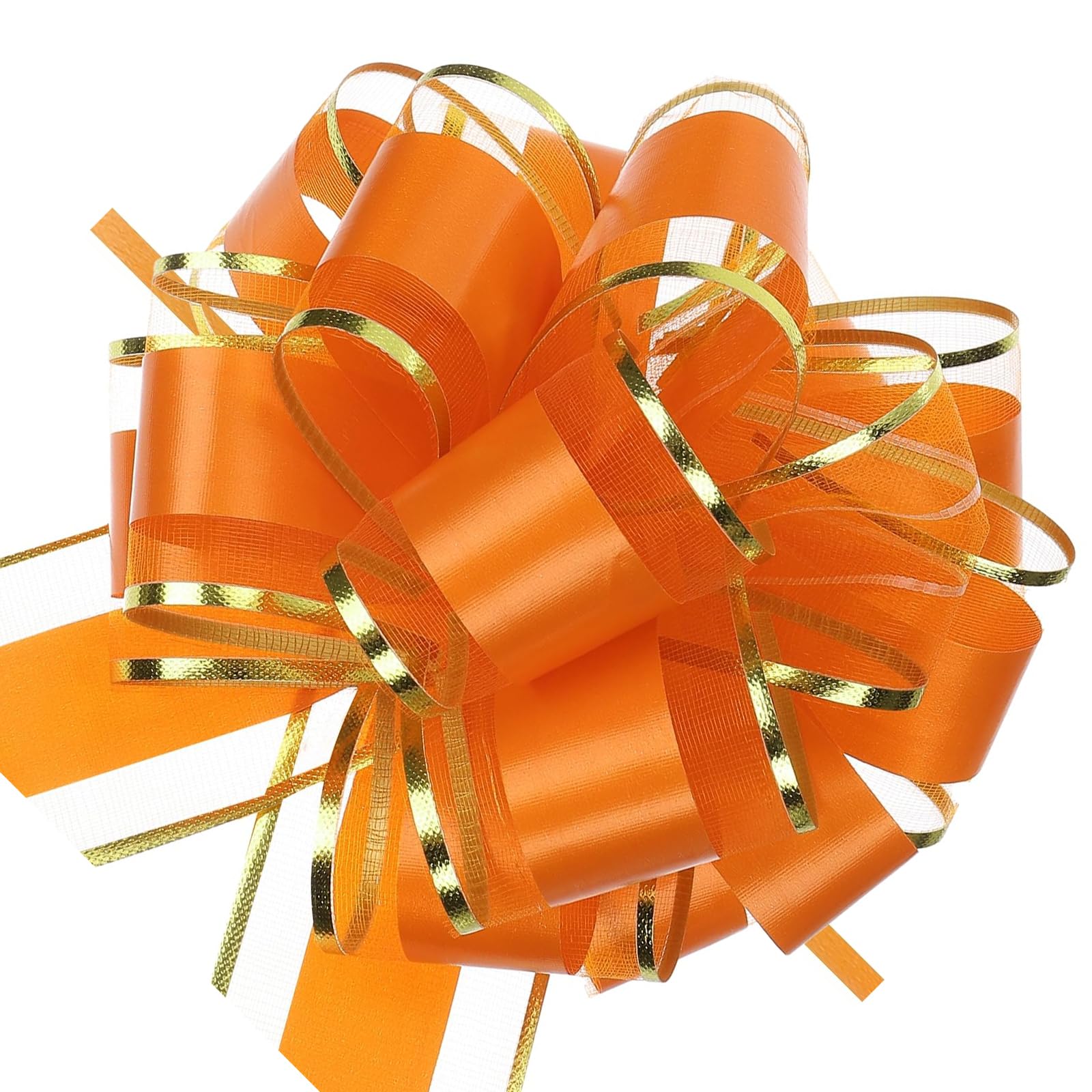 MACHSWON 10pcs 6 Inch Orange Pull Bows with Gold Edge Ribbon Large Gift Bows for Valentine's Day Xmas Holiday Decoration Baskets Gift Wrapping