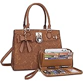 Qiyuer Women Handbags Set Top Handle Satchel Tote Shoulder Work Bag Ladies Purses With Matching Clutch Wallet 2PCS