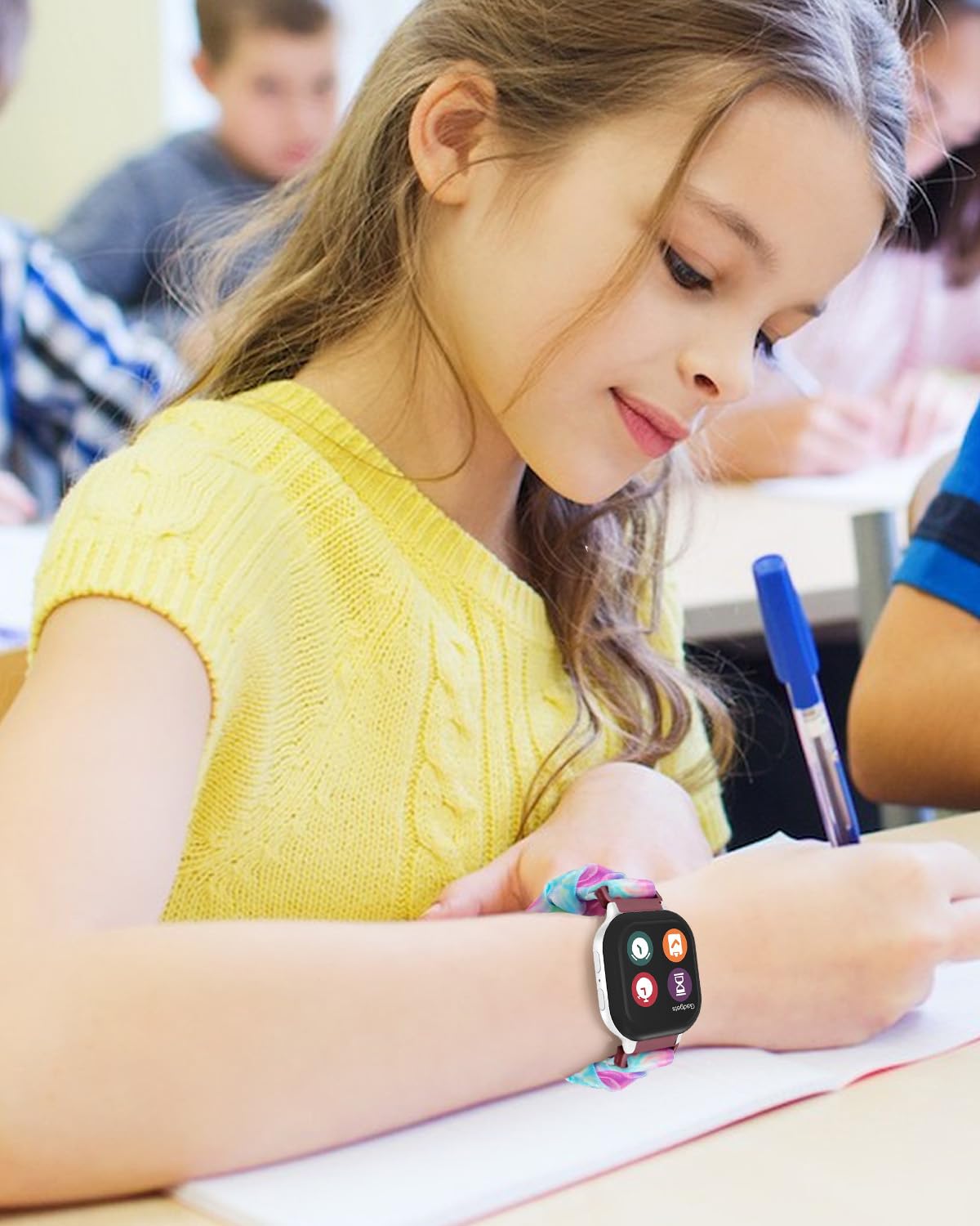 NewJourney Scrunchie Band Compatible with AT&T amiGO Jr Watch, Cute Printed Stretchy Solo Loop Band Replacement