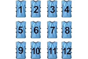 TopTie 12 Pcs Numbered Training Vest Scrimmage Practice Vest Pinnies Sets of 12 (#1-12), Soccer Pinnies