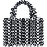 HIPIHOM Pearl Bag, Acrylic Beaded Handmade Women’s Bag, Pearl Clutch Purse Handheld Small Square Handbag for Women Party