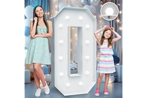 TEEBLOOM 4FT Marquee Light Up Numbers - Cool White Light Up Numbers 0 with Fixed Water Bag, Party Decoration Large Marquee Light Up Numbers can Be Used for Wedding Decoration, Birthday Party Decoration