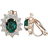Yoursfs Flower Shape Vintage Crystal Clip on Earrings for Women Hypoallergenic Non Pierced Earring