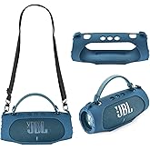 Silicone Cover Case Compatible with JBL Charge 6 Portable Bluetooth Speaker, Portable Protective Case with Shoulder Strap Wireless Speaker Accessories for JBL Charge 6 Bluetooth(Blue)