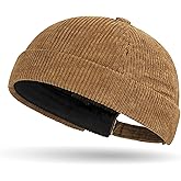 Corduroy Brimless Hat for Men Women Solid Rolled Cuff Docker Cap Harbour Beanie Hats Landlord Hat Sailor Cap K274
