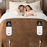 Sherpa Soft Dual Control Electric Blanket King Size, Heating Blankets | Washable | 1-10 Hour Automatic Shut Off | Double Zone, 6 Heat Settings | 100" X 90" Mocha