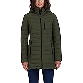 Nautica Women's Stretch Puffer Jacket – Midweight Quilted Coat Detachable Hood