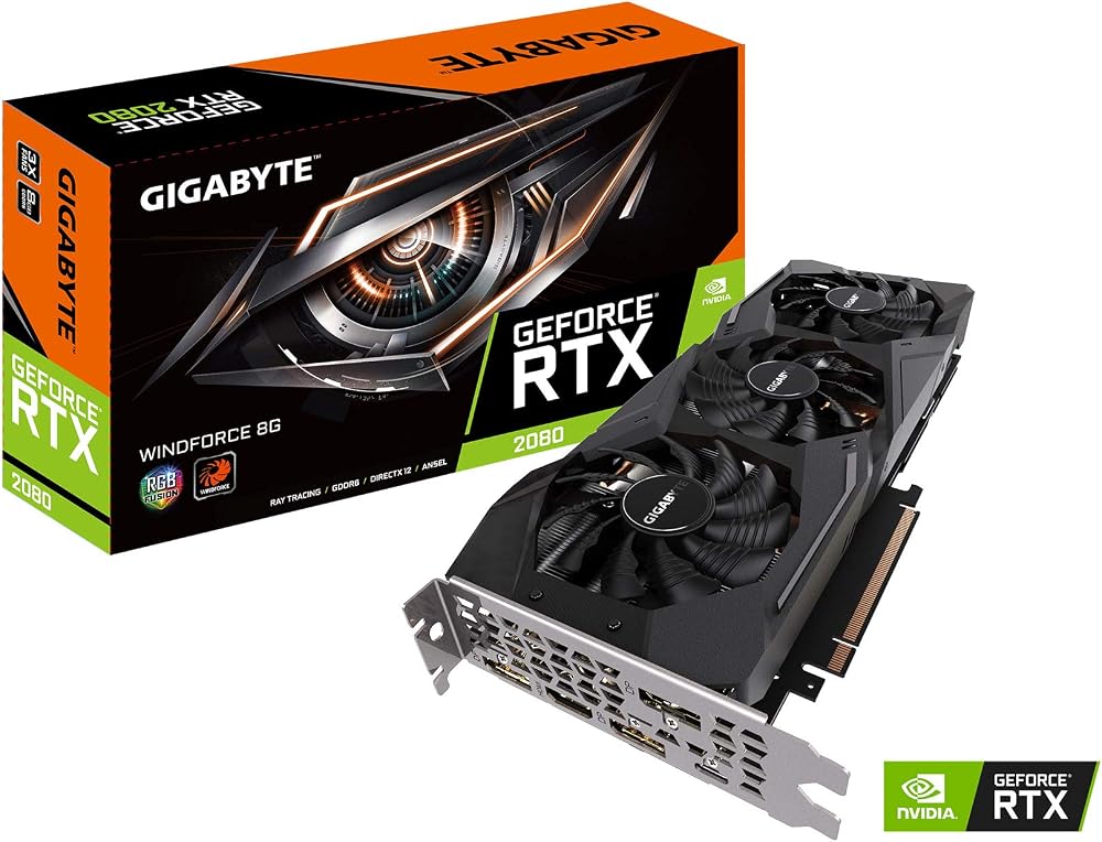 Gigabyte GeForce RTX 2080 Windforce 8G GDDR6 Graphics Card GV-N2080WF3-8GC
