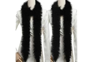 Holmgren Black Marabou Feather Boa - 2 Pcs 25g 2 Yards Boas for Party Bulk, Wedding, Halloween, Home Holiday Decoration (Black)