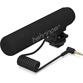 Behringer GO CAM Shotgun Microphone Wired Professional Camera Mic for Podcast Interviews Vlogs Live Streaming Audio Recorder, Black