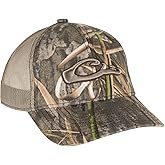 Drake Waterfowl 6-Panel Camo Mesh-Back Cap - Low-Profile 6-Panel Cotton Logo Cap with Adjustable Closure, One Size Fits Most