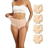dorcastimo Womens Underwear Seamless No Show Panties High Waisted Briefs Breathable Full Coverage Underwear for Women 4 Pack