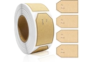 GOYOMI 500 PCS Gift Tag Stickers, 1.18" x 2" Brown Kraft to and from Gift Name Labels, 4 Different Design, Self Adhesive Christmas Tags Holiday Present Stickers