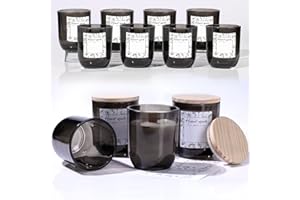 LETINE 12PCS 8oz Smoke Gray Glass Candle Jars with Lids - Perfect for Candle Making, Storage & Gifts | Durable Candle Containers for Bulk Candle Supplies, Wedding Favors & Christmas Decor