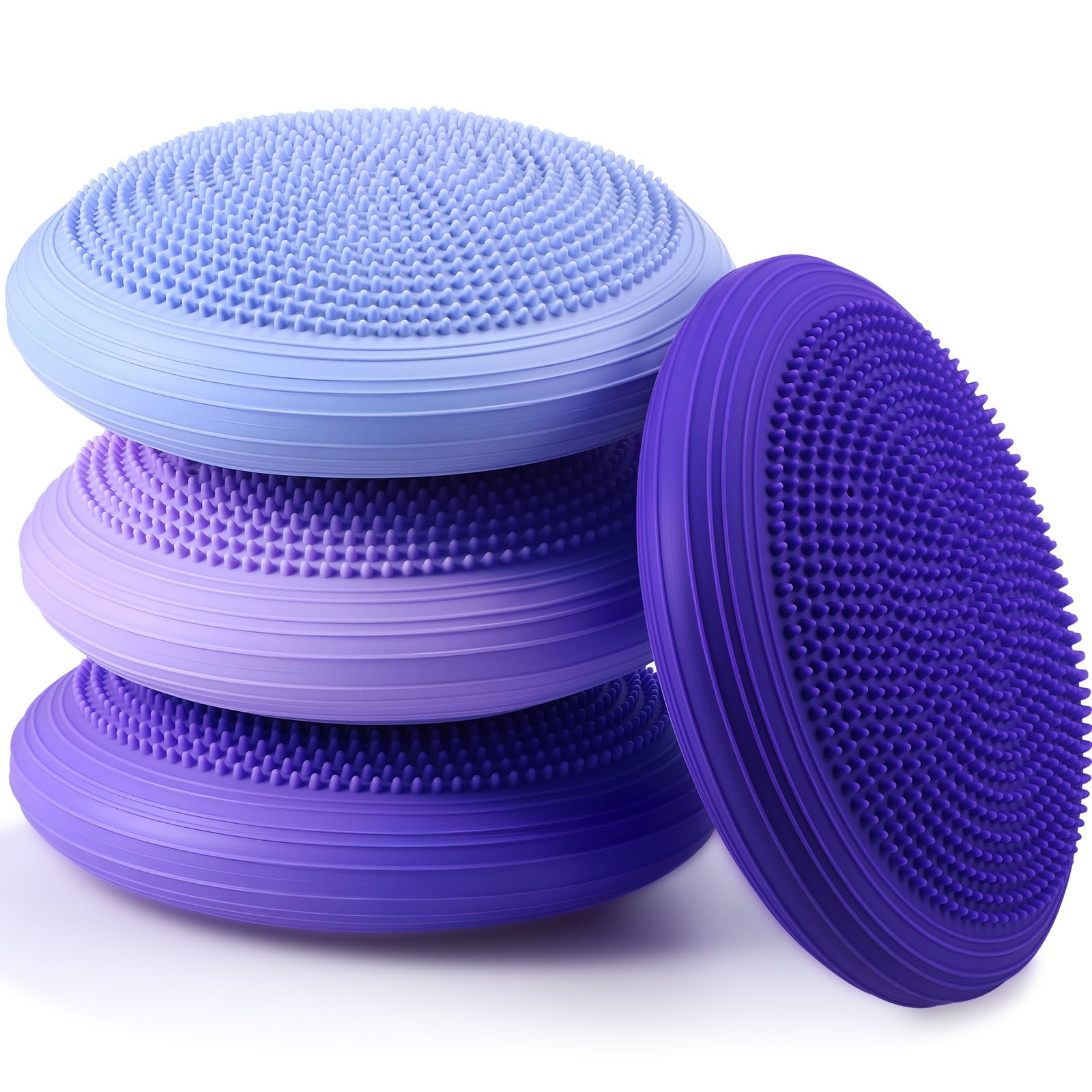 Photo 1 of Libima 4 Pcs Wiggle Seat Inflated Wobble Cushion for Sensory Kid 13 Inches Balance Disc Flexible Seating for Classroom Sensory Pad for Chair Wiggle Cushion with Needle Pump(Purple Series)