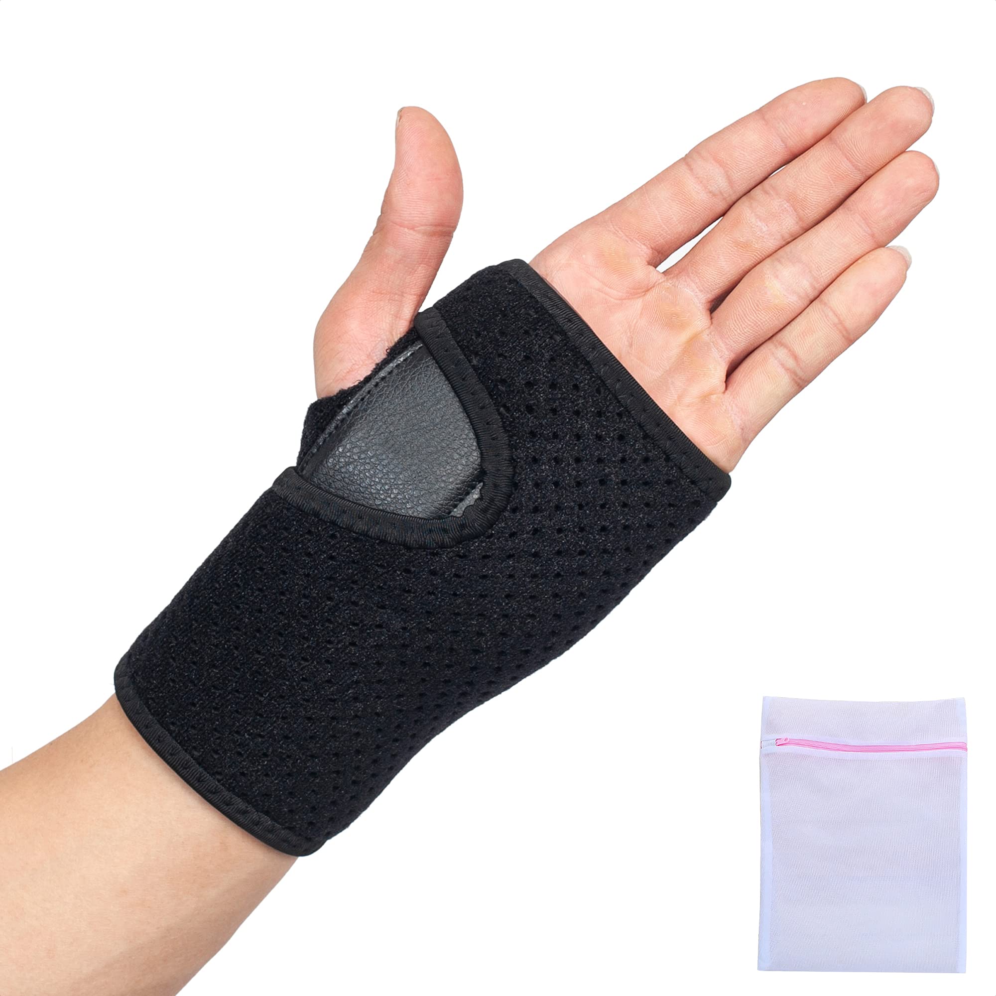 360 RELIEF - Wrist Support Brace Splint for Carpal Tunnel and Sprains Pain Relief | Muscle Pain, Tendonitis and Arthritis | Black for Left Hand with Mesh Laundry Bag |