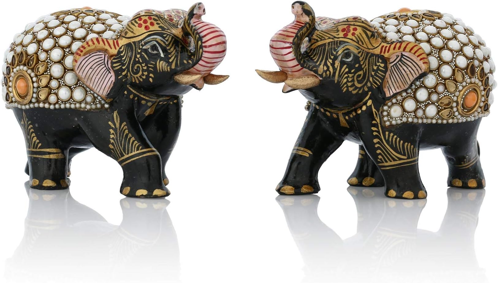 Devi Handicrafts Wooden Elephant Jaipur Printing (Pack of 2)