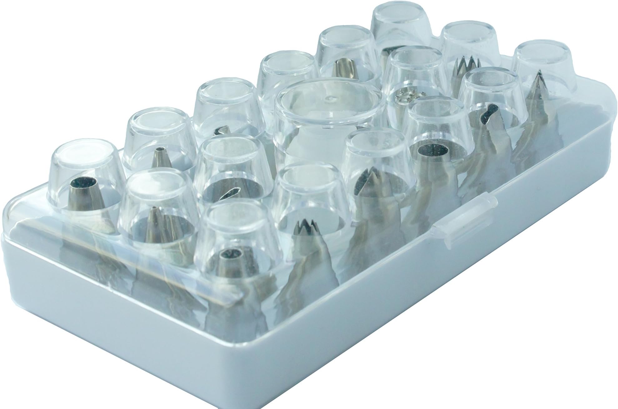 Chic Cuisine 18 Pcs Cake Decorating Tips Set in a GIFT BOX incl. 16 Professional Quality Stainless Steel Icing Piping Frosting Nozzles, 1 Coupler and a BONUS 14" Silicone Bag, for Kids and Beginners