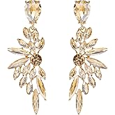 BriLove Women's Wedding Bridal Crystal Teardrop Multi Marquise Cluster Bling Dangle Earrings