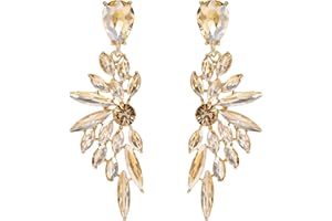 BriLove Women's Wedding Bridal Crystal Teardrop Multi Marquise Cluster Bling Dangle Earrings