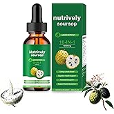 Nutrively Soursop Natural Drops, 10 in 1 with Sea Moss, Moringa, Turmeric, Black Seed Oil, Oregano, Ashwagandha, Oregano for Overall Health, Joint Support, Vegan, Non-GMO 2 Fl Oz