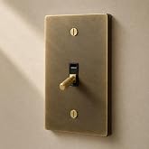 ZeahVeyora 1-gang/3way Solid Brass Toggle Light Switch Wall Plate Bundle | UL Listed, 15A 120V Single Pole Electrical Light Switch, with Faceplate &amp; Switch Module, Vintage Brass, Cross Knurl