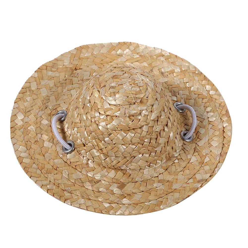 Pet Hat, Small Cute Handcrafted Woven Straw Hats Stylish Cool Caps Costume for Puppy Little Dog Cat (# S)